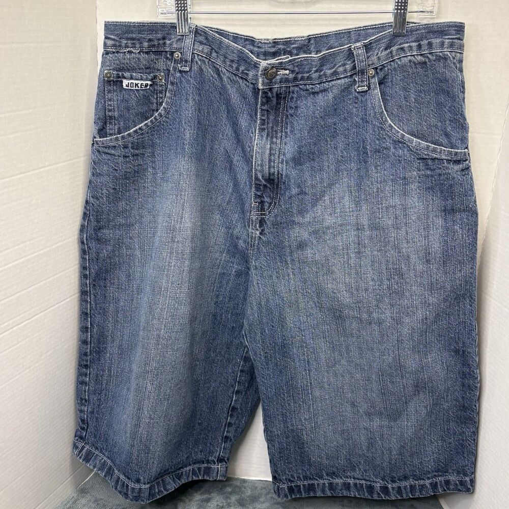 Joker Brand MENS SIZE 38 Baggy Shorts Grunge Skater Hip Hop Blue VINTAGE Y2K